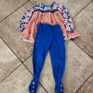 Cheeky Plum Floral and Blue Kids Matching Set
